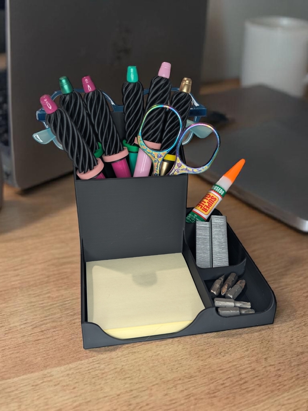 Desktop Organizer With Glasses Holder.